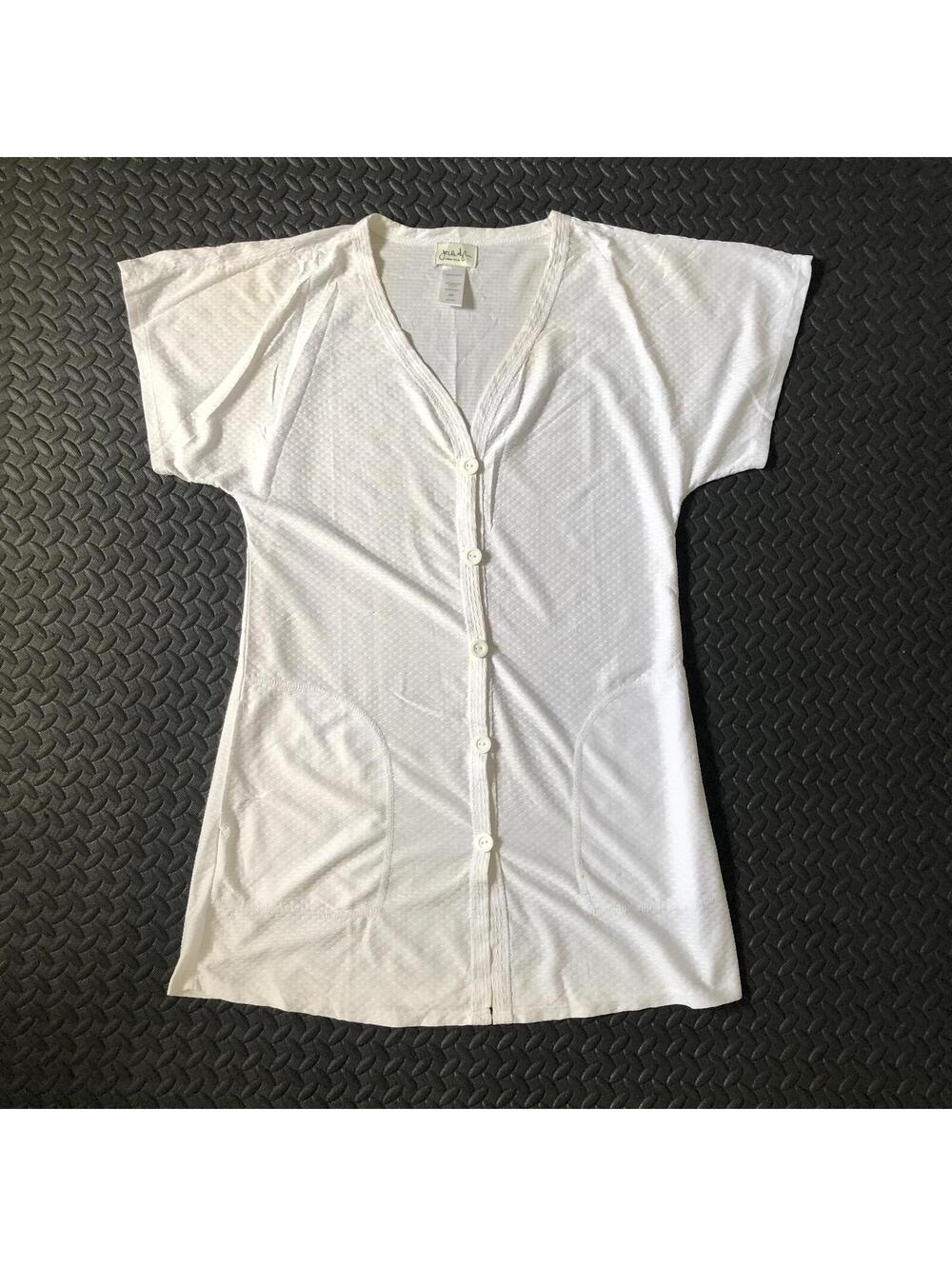 Jordan Taylor White Button-Up Short Sleeve Top Size Small Beach Cover Up